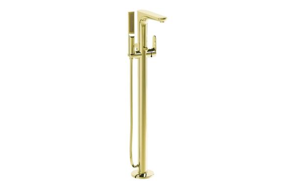 VitrA Root Round Floor Standing Bath/Shower Mixer - Soft Gold